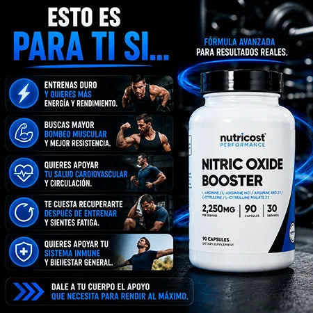 Óxido Nítrico Nutricost 2250mg L-Arginina L-Citrulina 90 Cápsulas