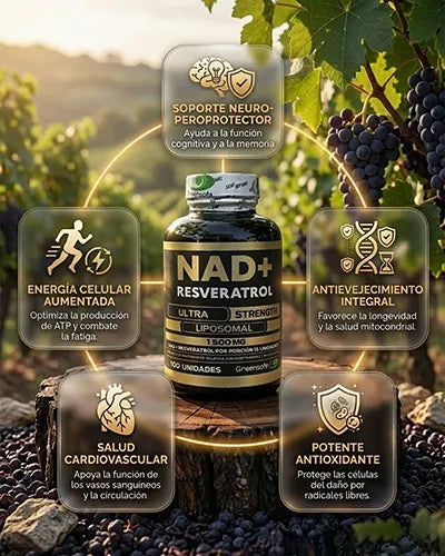 NAD+ Resveratrol Liposomal 1500 mg | Energía Celular, Antioxidante y Vitalidad