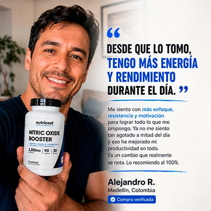 Óxido Nítrico Nutricost 2250mg L-Arginina L-Citrulina 90 Cápsulas
