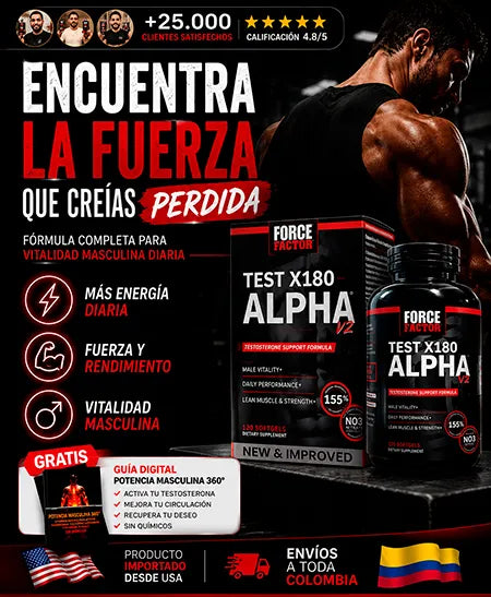 Test X180 Alpha V2 Force Factor Vitalidad Masculina 120 Softgels